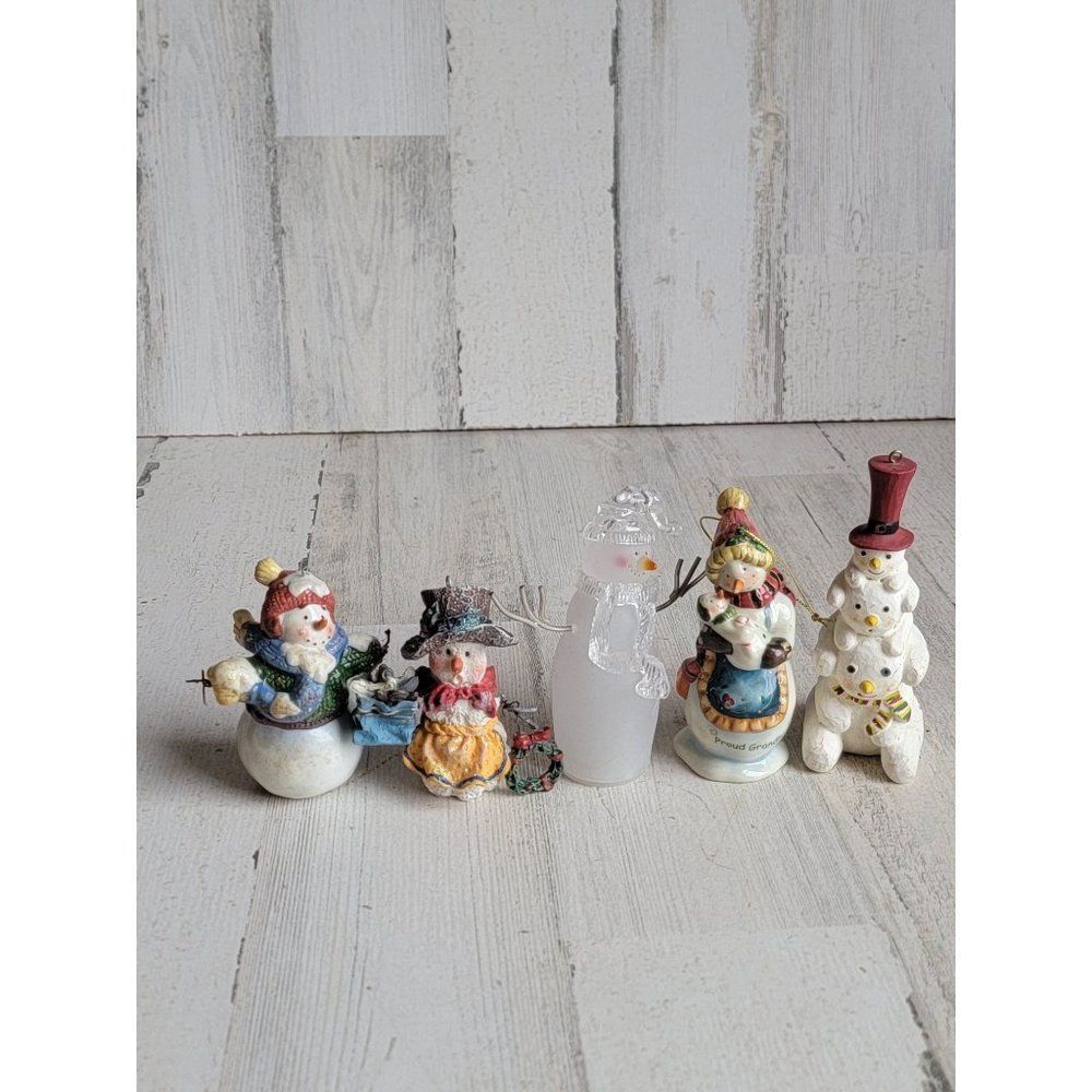 Snowman family stack variety read ornament Xmas set happy